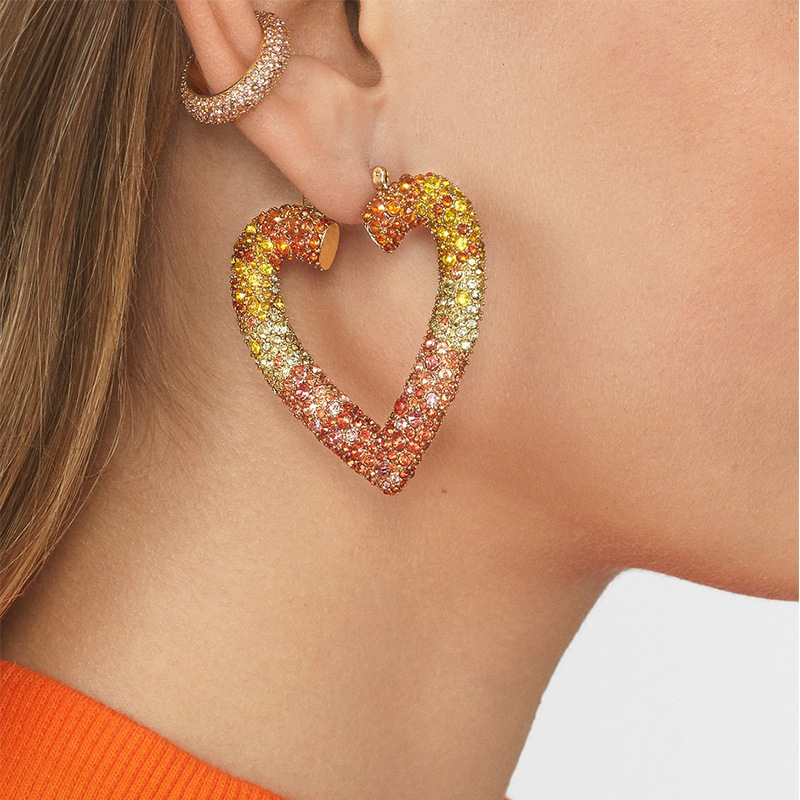 Fashion Alloy Diamond Heart Earrings display picture 14