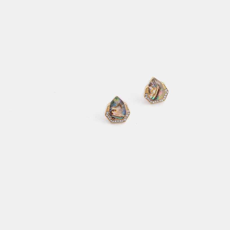 New Fashion Shell Resin Full Diamond Stud Earrings S925 Silver Creative Earrings display picture 1