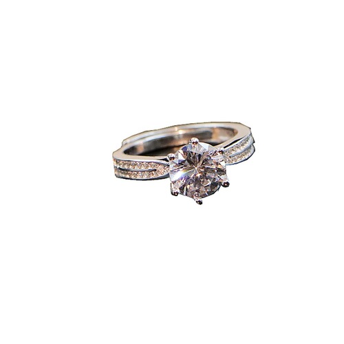 925 silver micro-set diamond six-claw starlight queen carat ring for women Japanese and Korean temperament simulation live diamond ring silver jewelry