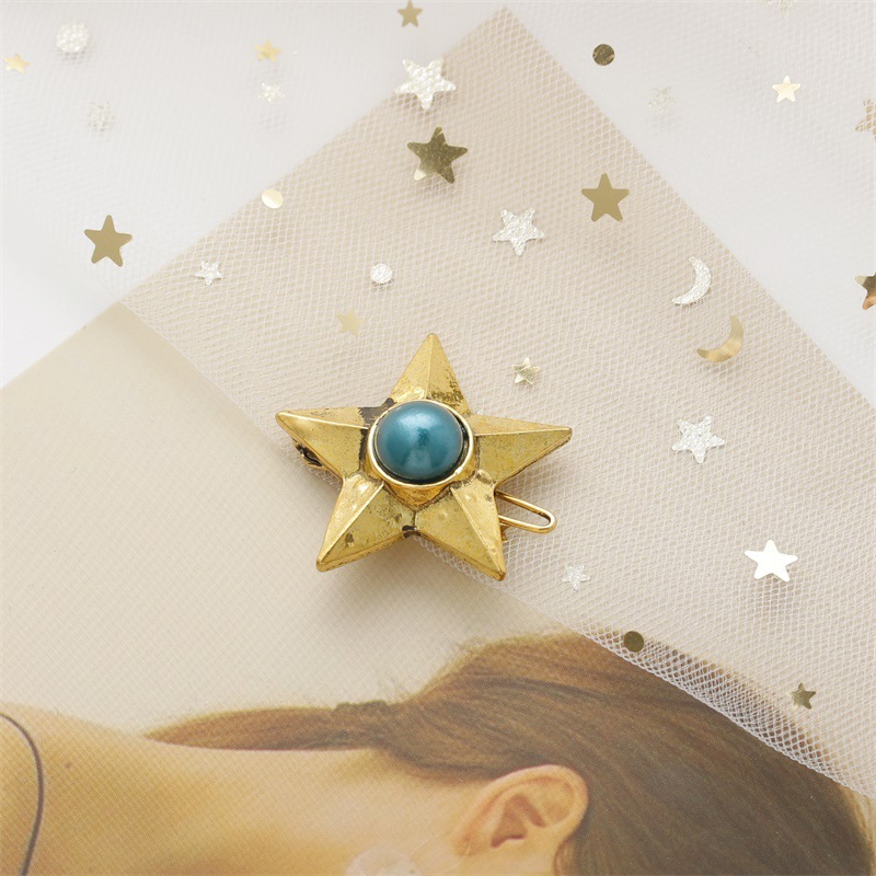 Hair Accessories Retro Pearl Gemstone Five-pointed Star Hairpin Jewelry Wholesale display picture 3