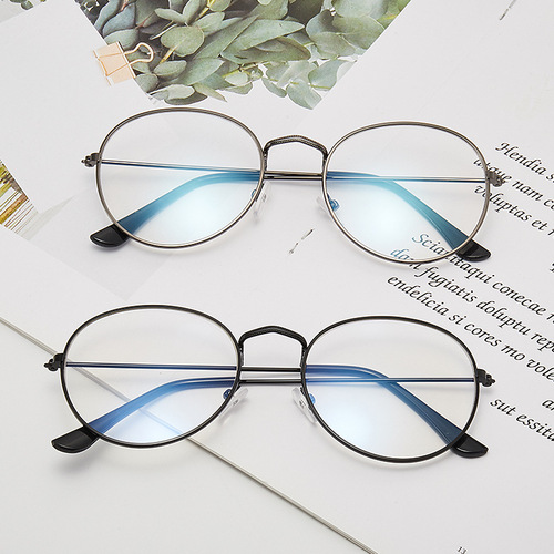 Korean version of trendy and fresh glasses for women, small frame, literary students, myopia glasses frame, oval cute flat glasses frame for men