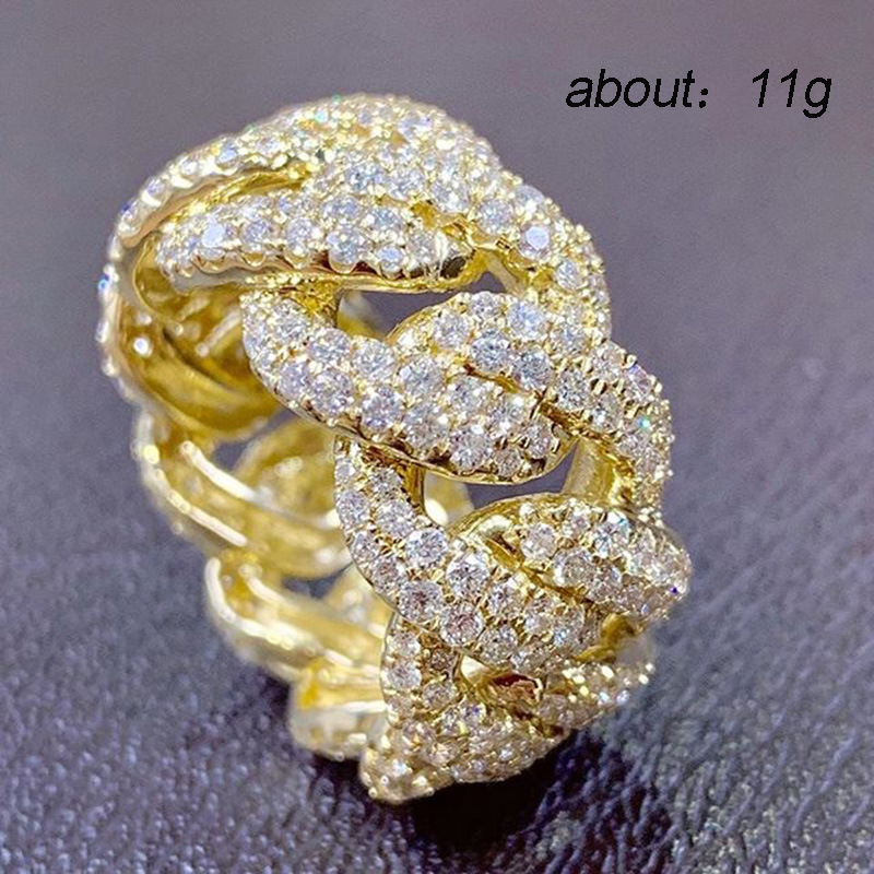 Fashion Full Circle Full Of Diamonds Hip-hop Alloy Winding Chain Ring Men's Accessories display picture 1