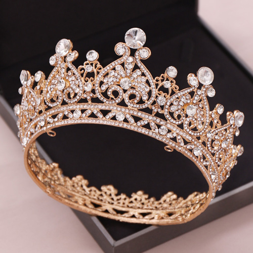 Foreign trade hot selling rhinestone crown full circle heart shaped crown bridal tiara hair crown bridal crown hair accessories wholesale