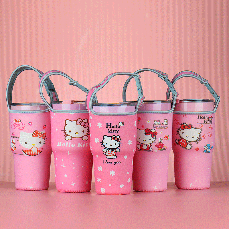 Taza de helado cubierta de la taza de la burbuja 30oz de dibujos animados Kumamoto oso bolsa en stock portátil de grasa de la Copa cubierta protectora