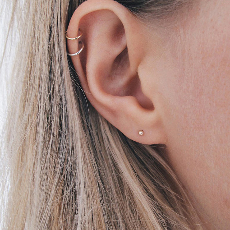Stainless Steel Material Fashion Geometric Stainless Steel No Inlaid 14K Gold Plated Earrings