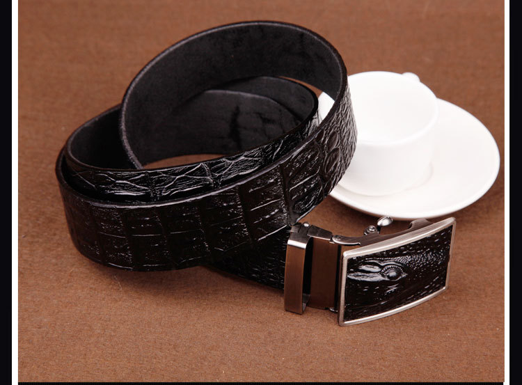 Men's Belt Automatic Sliding Buckle Belt Faucet Leather Leading Crocodile Pattern Cowhide Casual Belt display picture 17