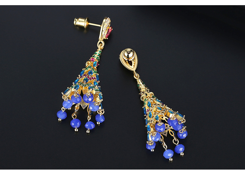 Retro New Zircon Earrings Fashion Party Ladies National Wind Bell Earrings display picture 5