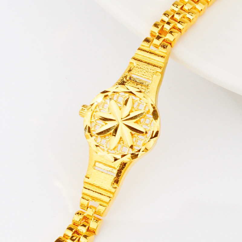 Nuevo Vietnam oro girasol reloj cadena Latón chapado 24K oro joyería para un largo tiempo no se desvanece pulsera de las mujeres