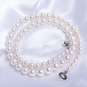 SNIAN 日本akoya天然海水珍珠项链女颈链正圆微微瑕强光akoya塔链