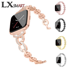 Applicable for Fitbit Versa 3/4 watches, metal band with VO gem-set alloy stainless steel strap, rhinestone steel band