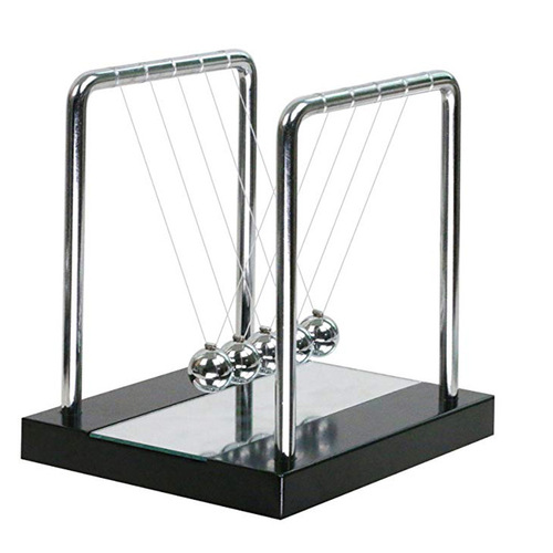 Newton's cradle with mirror wooden base table decoration metal Newton pendulum ball physics science pendulum steel balance ball