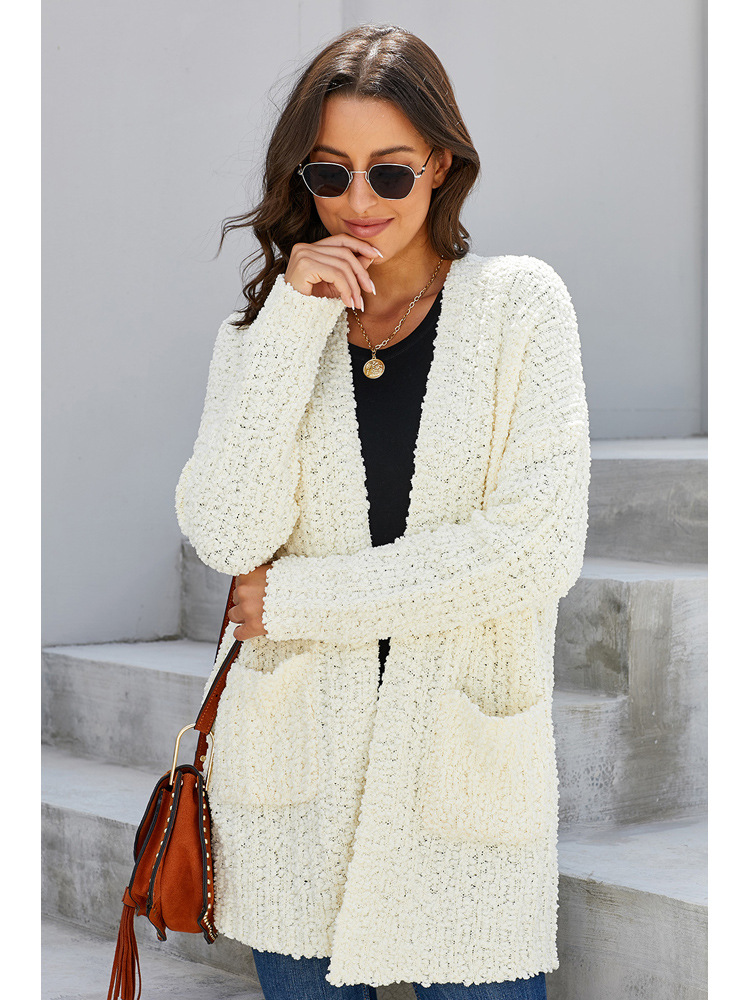 Long-Sleeved Knitted Sweater Cardigan Coat NSQSY87152