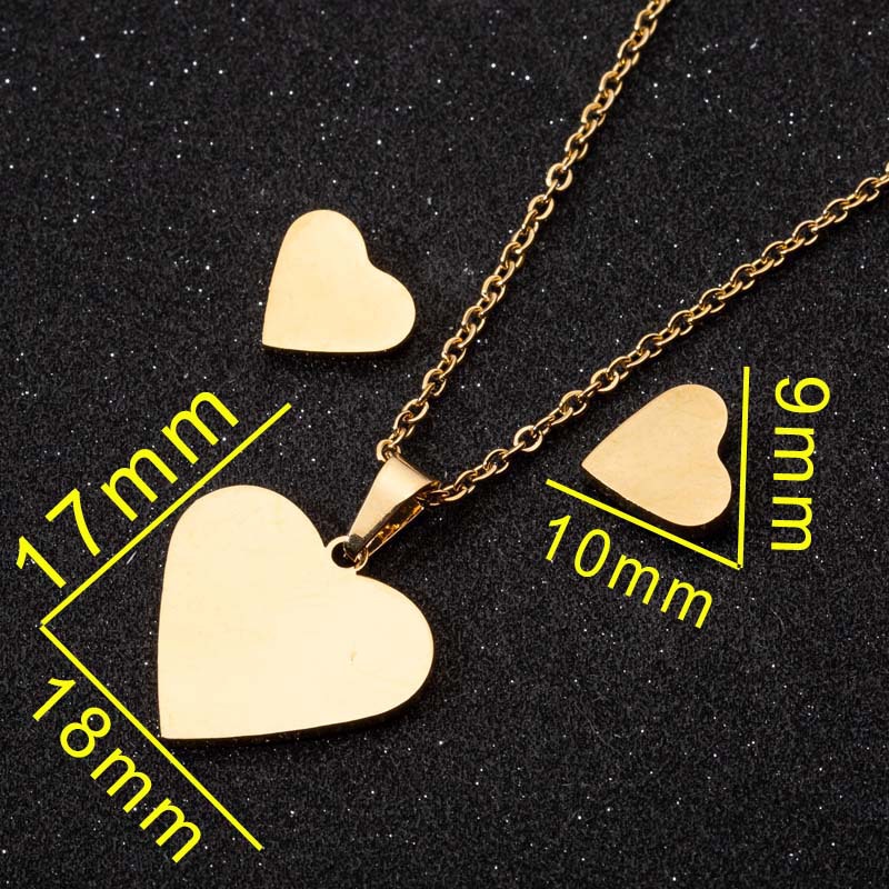 Sweet Heart Shape Stainless Steel Plating Jewelry Set 2 Pieces