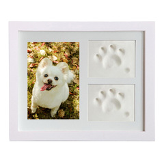 Newborn Baby Handprint and Footprint Wooden Photo Frame Pet DIY Paw Print Dog Footprint Three-Grid Photo Frame Keepsake Gift