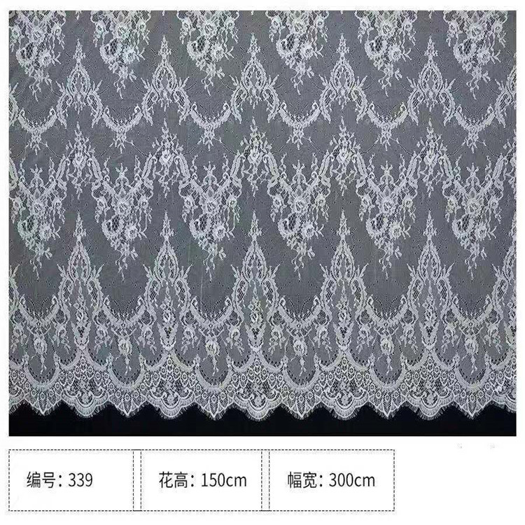 店长推荐全锦纶蕾丝睫毛花边面料 高端女装面料 连衣裙现货黑白色