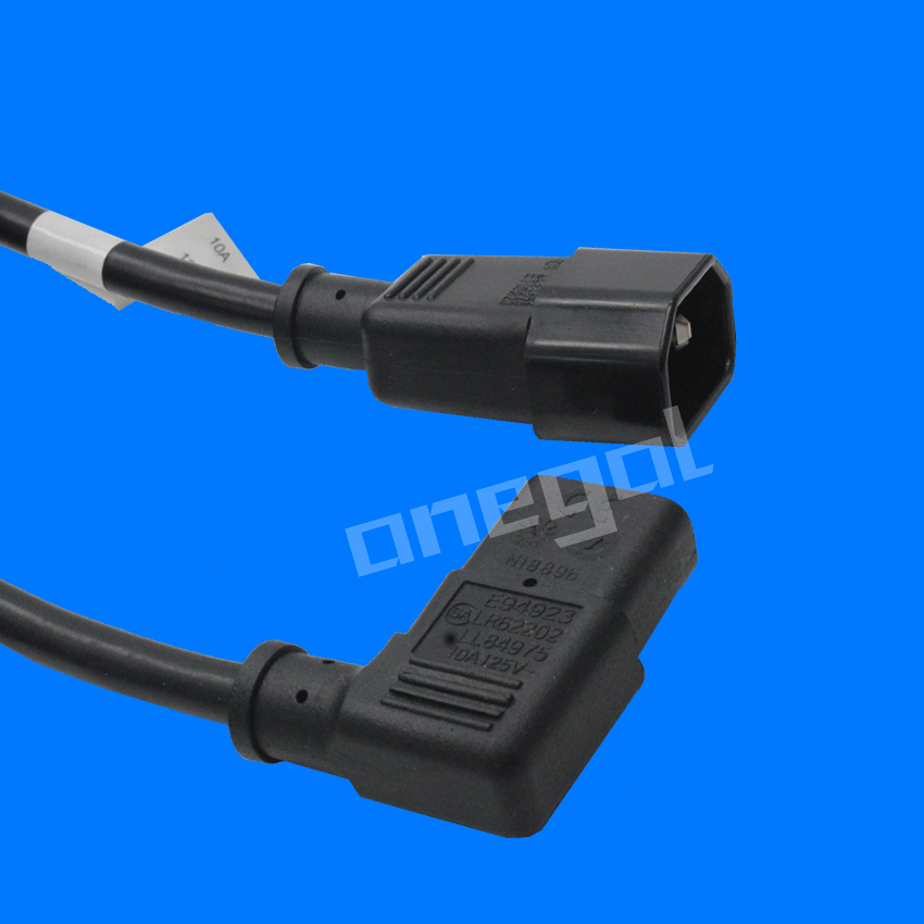 C14 TO C13 90度弯头品字尾AC电源线 品字公插头转品字母插头1.5M