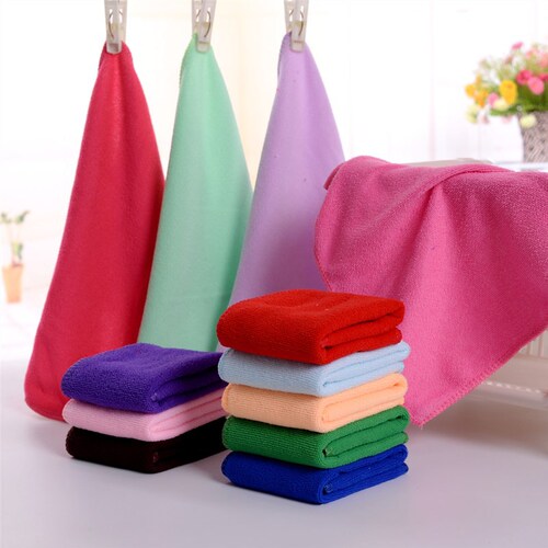 Microfiber gift small towel 25*25 kindergarten baby hand towel plain soft manufacturer wholesale