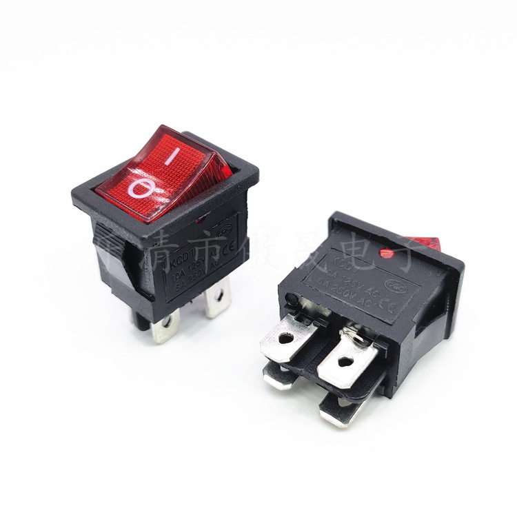 厂家供应船型开关 KCD1-104 翘板开关 15*21四脚带灯开关电源开关