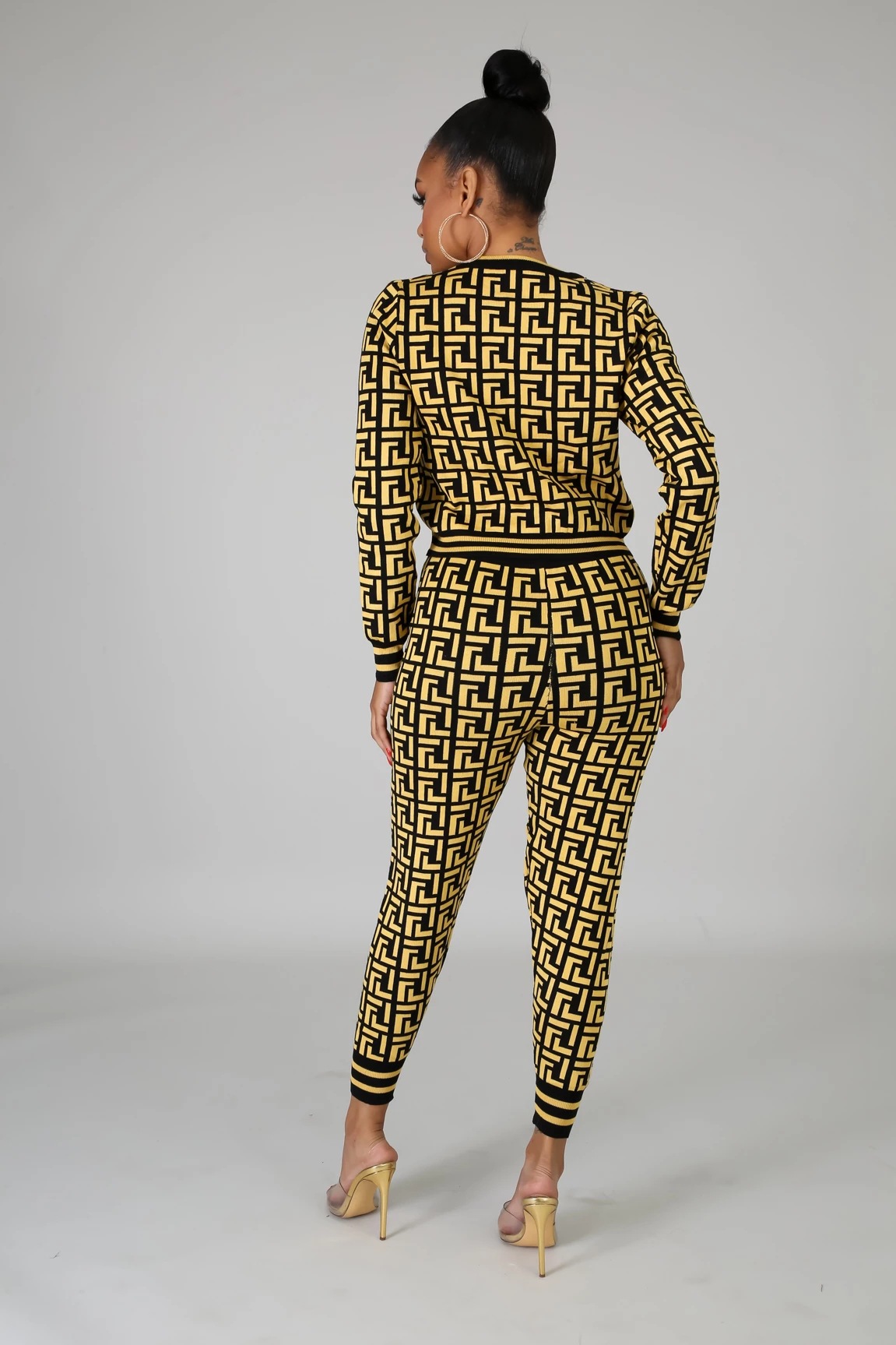 Printed Long-Sleeved Top Trousers 2 Piece Set NSXHX99239