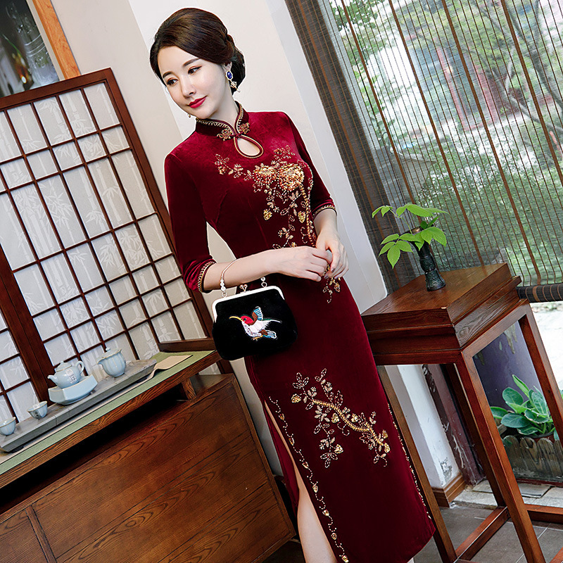asian embroidered dress All Embroidered Qipao Dress main image 0