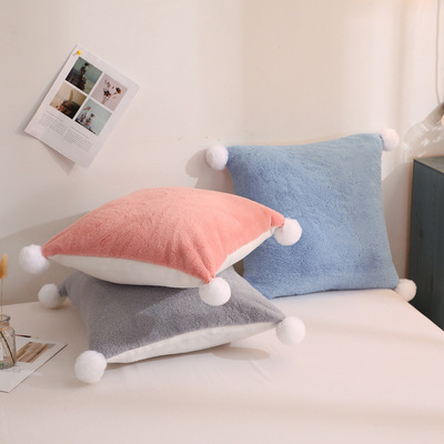 來圖定制 兔兔絨企業logo抱枕 可拆洗冬季保暖純色辦公室靠墊定做