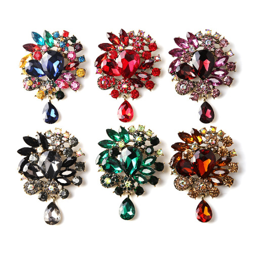 Korean-style fashionable creative personalized crystal glass brooch and hairpin for women's clothing accessories