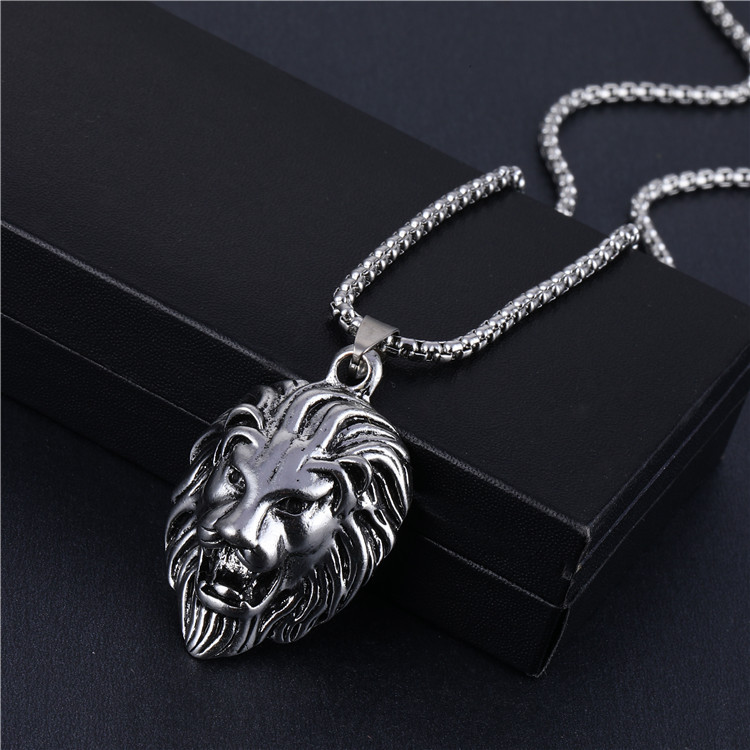 Fashion Pentagram Lion Alloy Titanium Steel Stoving Varnish Pendant Necklace 1 Piece display picture 9