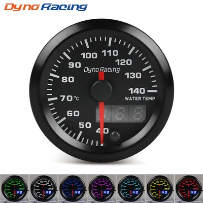 Car modification 12v water temperature meter high-speed stepper motor pointer LCD double display colorful racing car special instrument
