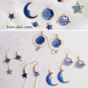 Blue starry sky, earrings, pendant, handmade