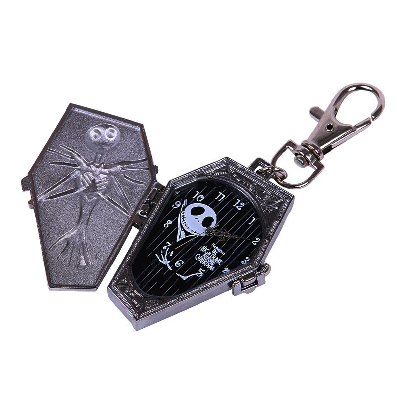 European and American style thin chain Black skull imp coffin pocket watch classical pattern side black face a generation of 1058