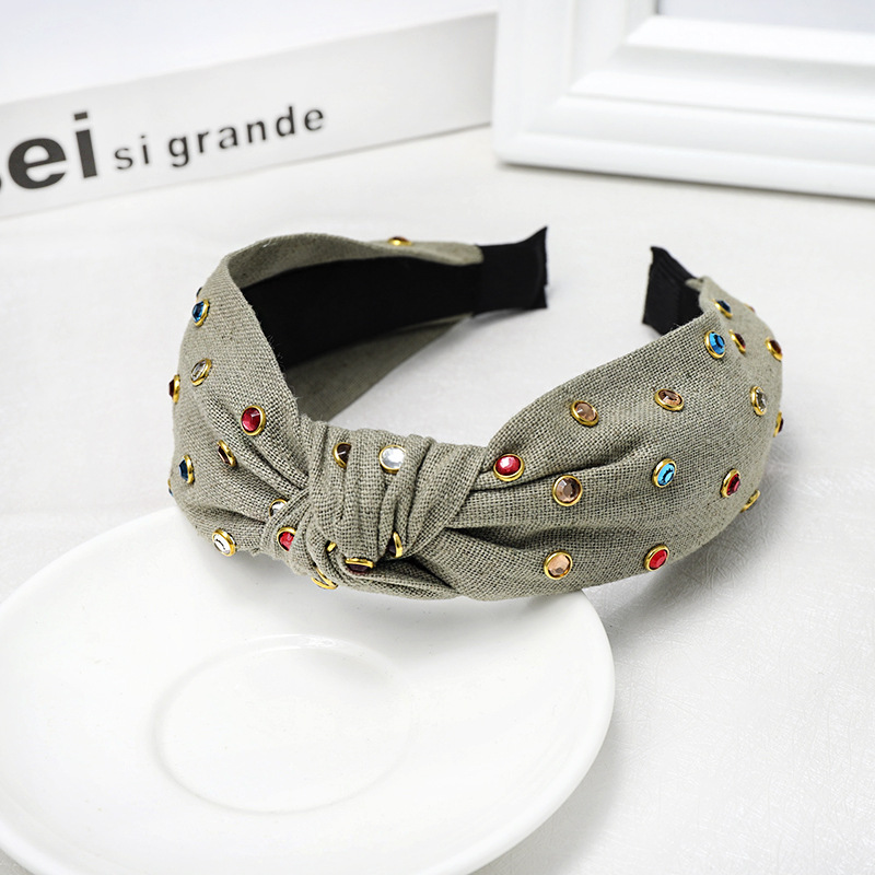 Headband Female Color Diamond Cotton Linen Headband Hair Accessory display picture 8