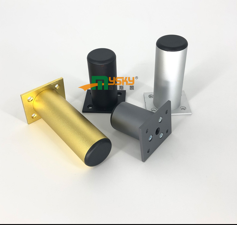 圆形铝合金橱柜脚黑色金色支撑家具腿可调节哑光电视床