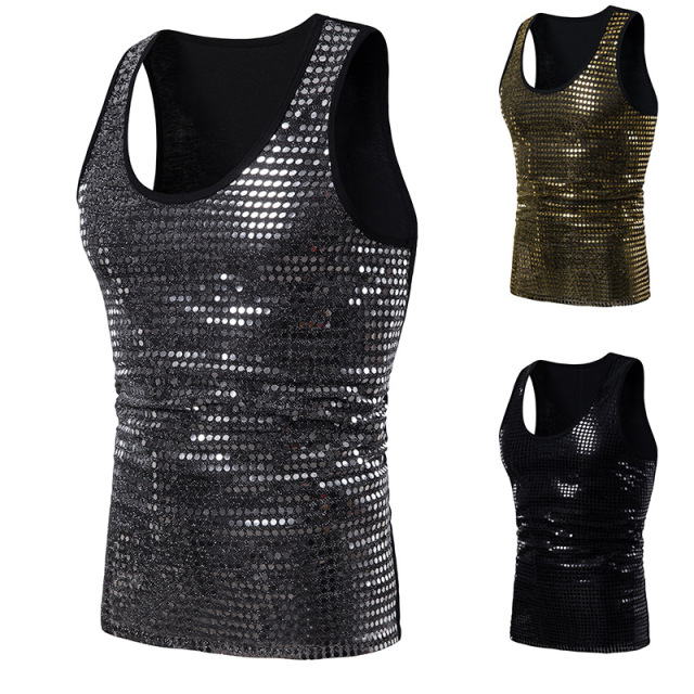 Men’s vest fashion sequins nightclub style dance performance 