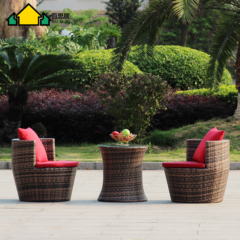Outdoor table and chair small rattan chair three-piece set wholesale outdoor balcony table and chair courtyard leisure rattan furniture combination Outdoor table and chair small rattan chair three-piece set wholesale outdoor balcony table and chair courtyard leisure rattan furniture combination