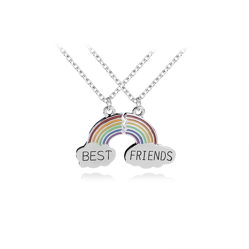 Fashion Creative Rainbow Necklace Mejores Amigos Mejores Amigos Accesorios Para Collar De Costura De Dos Pétalos display picture 7