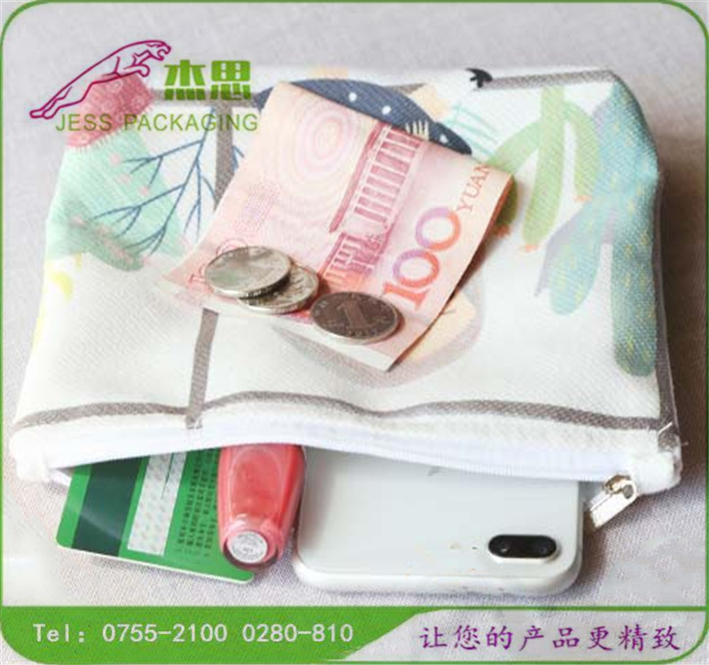 设计新款帆布印花零钱包拉链手机包收纳卡包手提包量大从优