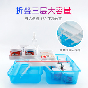 671 Transparent Plastic Toolbox Storage Box Plastic Three-Layer Large Nail Art Accessories Art Paint Box Portable