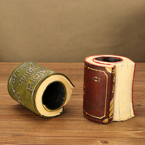 Retro Book Decor Pen Holder Creative Personalized Multi-functional Resin Desk Accessory Organizational Vase, Dropshipping One Piece