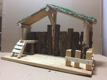 欧式圣诞节马槽组大木屋配件摆件实木纯手工工艺品家居教堂装饰