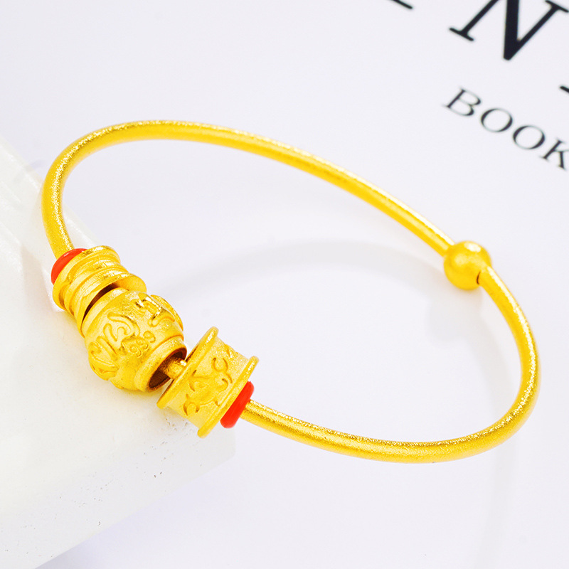 Celebridad en línea arena viva cuentas de oro pulsera mujer imitación oro todo partido chica pulsera abierta chapado en oro pulsera de cuentas de bricolaje