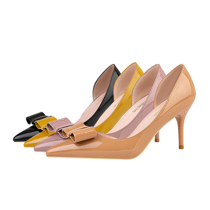 The 899-8 han edition style high heel with paint pointed hollow out sexy thin bowknot heels single woman shoes