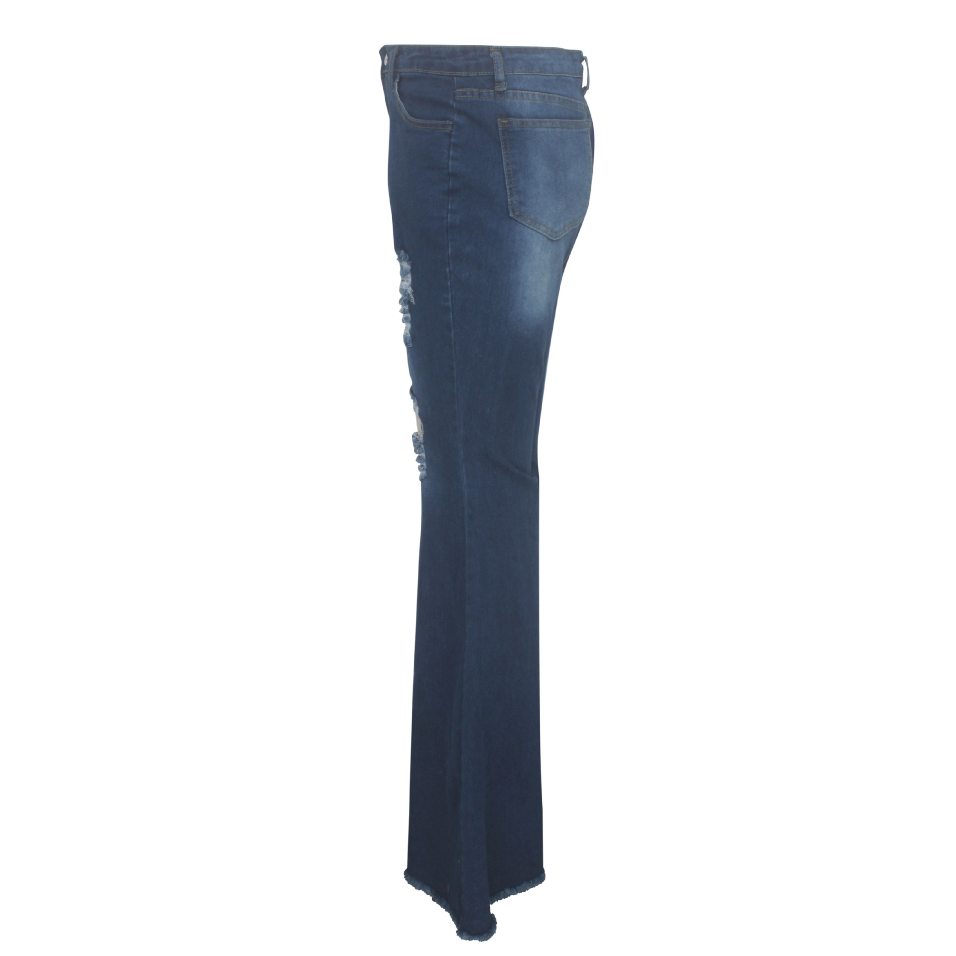 wild wide-leg washed denim stretch flared pants NSSF64717