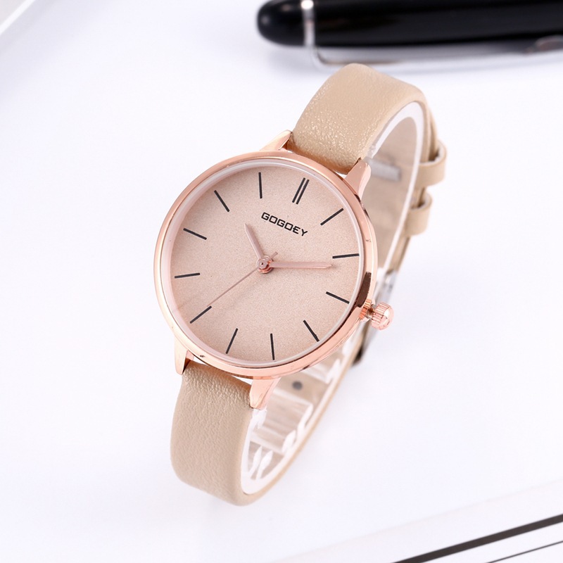 Fashion pu thin strap ladies watch cross...