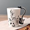 Music ceramics, cup, guitar, musical instruments with glass, coffee enamel