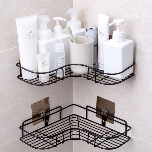 Bathroom kitchen corner storage rack, bathroom wall corner triangular storage rack, iron art, hole-free, factory direct sales