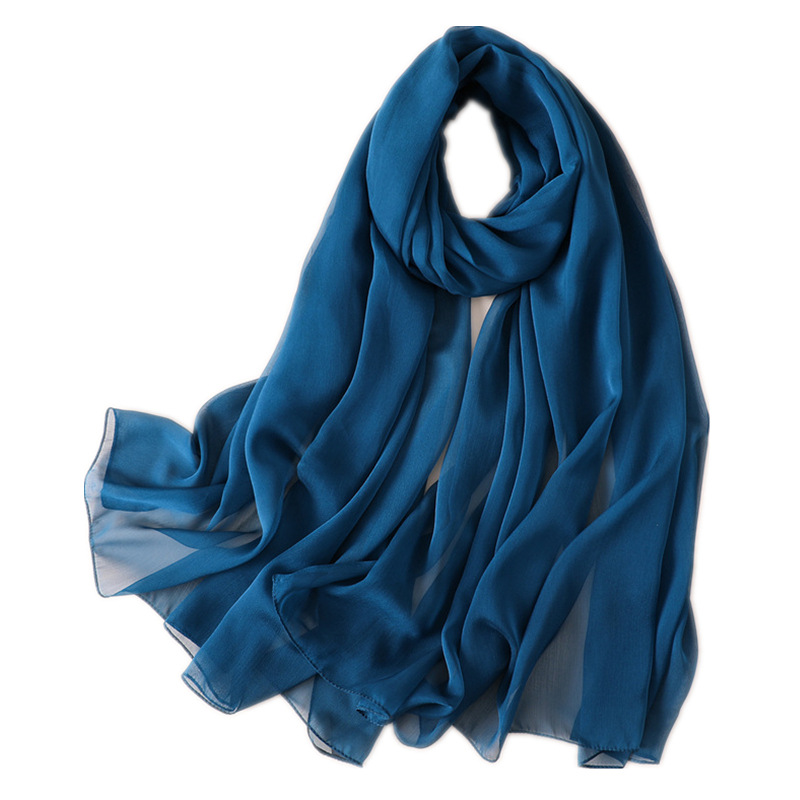 Effen sjaal Dames imitatiezijde Groot formaat zonnebrandcrème Effen veelzijdige dunne gladde crêpe strandsjaal_voghion.com