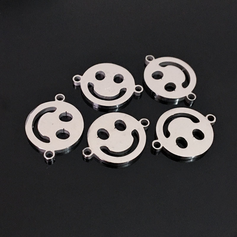 Smiley Steel Titanium Stainless Steel Jewelry Accessories Double-sided Polishing Stainless Steel Laser Cutting Double Pendant Sheet
