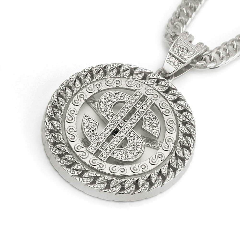 hip hop domineering trendy male exaggerated European and American dollar pendant necklace