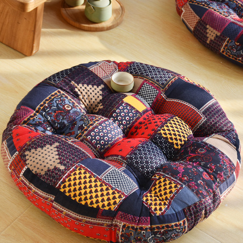 Manufacturer wholesale cotton and linen Japanese style futon beautiful butt cushion meditation chair cushion thickened fabric cushion one piece drop shipping