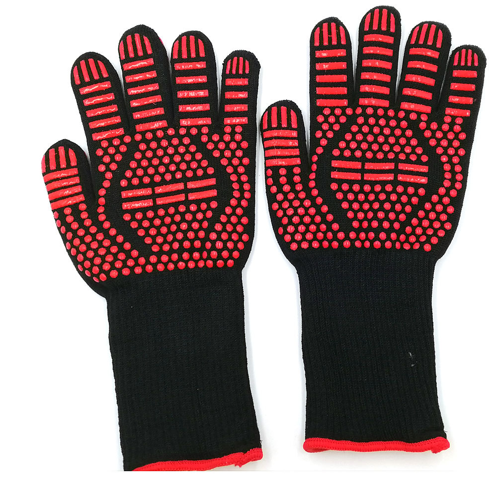 亚马逊爆款500-800度耐高温 德彦防火阻燃微波炉BBQ烤箱手套 现货